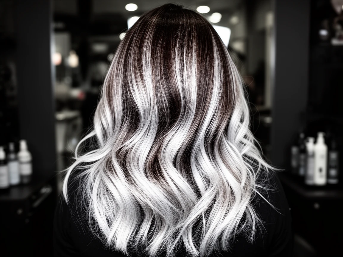 Bright Winter balayage example with cool-toned highlights