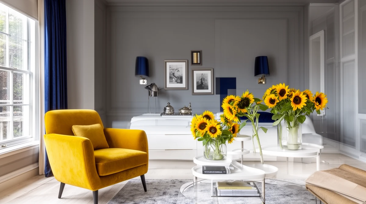 Yellow and blue color combinations in modern interior design