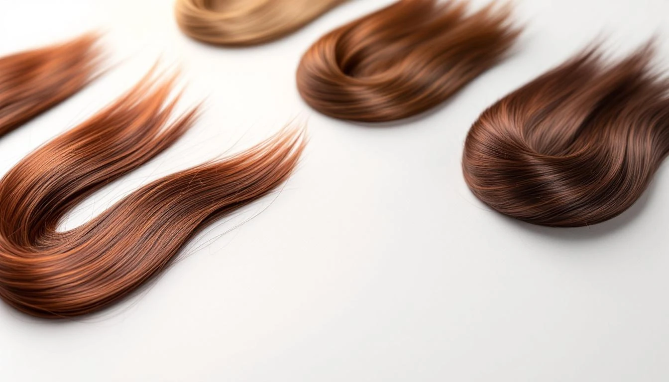 Hair color swatches showing warm, deep shades for dark autumn