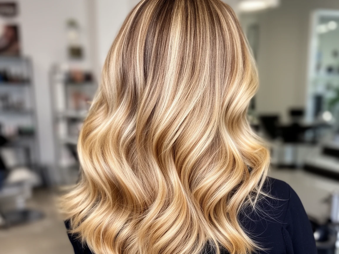 Light Spring balayage showing warm golden highlights