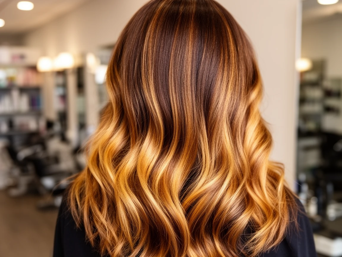 True Spring balayage with warm golden highlights