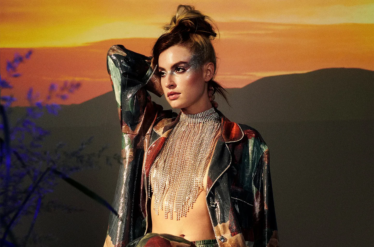 Editorial gallery of FLETCHER styled in bright winter looks with electric blues, magenta accents, and polished black, highlighting electric cobalt, icy magenta, optic white, chrome silver, and inky black.